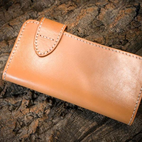 Handmade Leather Mens Cool Beige Chain Wallet Biker Trucker Wallet with Chain