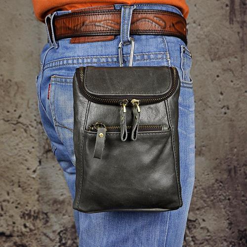 Leather Belt Pouch Mens Small Cases Waist Bag Hip Pack Belt Bag Fanny Pack Bumbag for Men