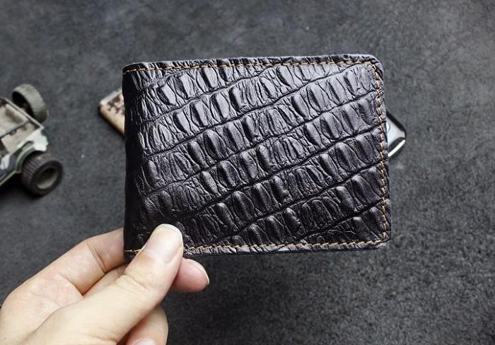 Handmade Leather Mens License Wallets Cool Short Wallet Card Holder Small Card Slim Wallets for Men