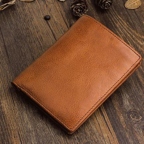 Handmade Leather Mens Cool Slim Leather Wallet Men Small Wallets Bifold for Men