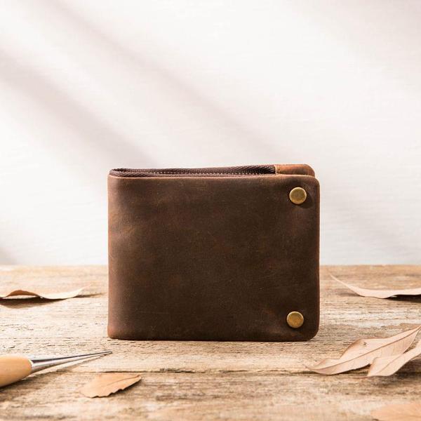 Cool Leather Mens Slim Small Wallets Bifold Vintage billfold Wallet for Men