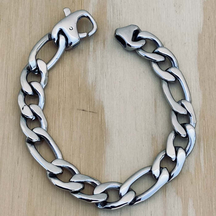 Bracelet - Figaro - Custom 1/4 Wide -  Polished Silver - FB02