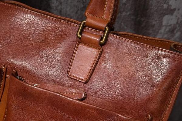 Cool Brown Coffee Leather Mens Briefcase 14inch Laptop Bag Work Handbag Business Bag for Men
