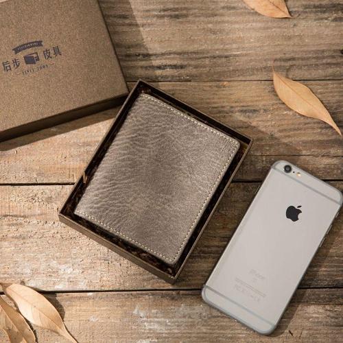 Gray Cool Leather Mens Small Wallet Bifold Vintage Slim billfold Wallet for Men