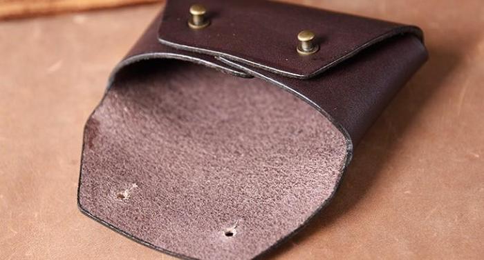 Handmade Leather Mens Cool Coin Change Leather Wallet Men Small Wallets Card for Men