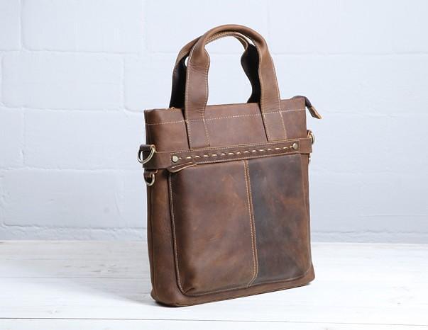Cool Coffee Leather Mens Briefcases Work Bag Laptop Bag Business Bag for Men