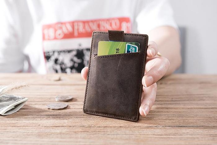 Handmade Leather Mens Cool Short Wallet Card Holder Small Card Slim Wallets for Men