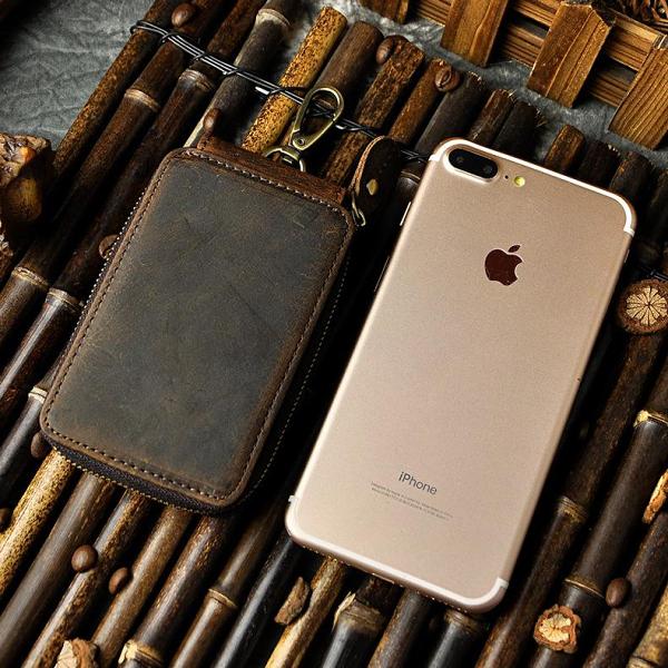 Handmade Leather Mens Cool Key Wallet Car Key Holder Case Card Wallet for Men