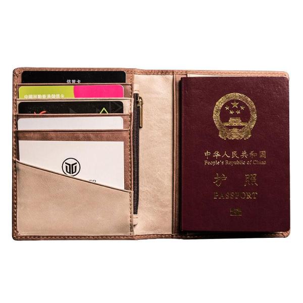 Vintage Leather Men Small Slim Travel Wallet Passport Wallet for Men