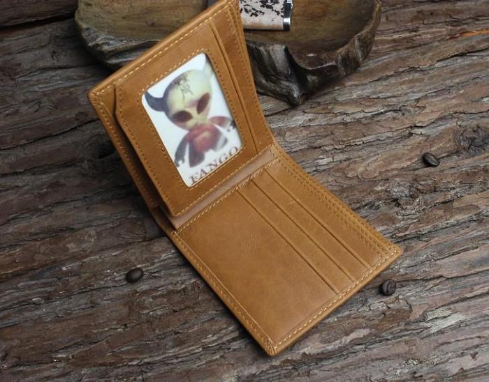 Handmade Leather Mens Cool Slim Leather Wallet Men billfold Wallets Bifold for Men
