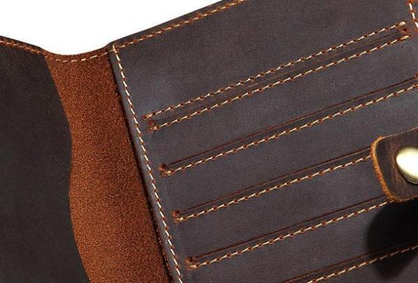Handmade Mens Leather Small Slim Passport Wallet Vintage Bifold Long Wallet For Men