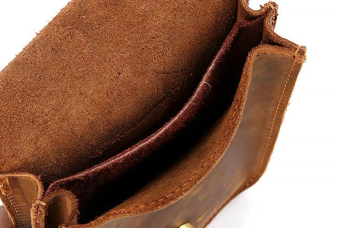 Vintage Brown Leather Men's Belt Pouch Cell Phone Holster Belt Bag For Men