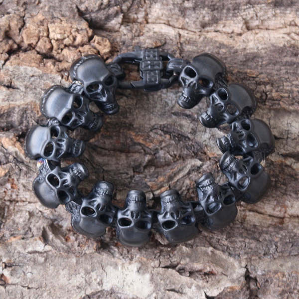 Black Hills - Skull Bracelet - Matte Black Skulls - B36