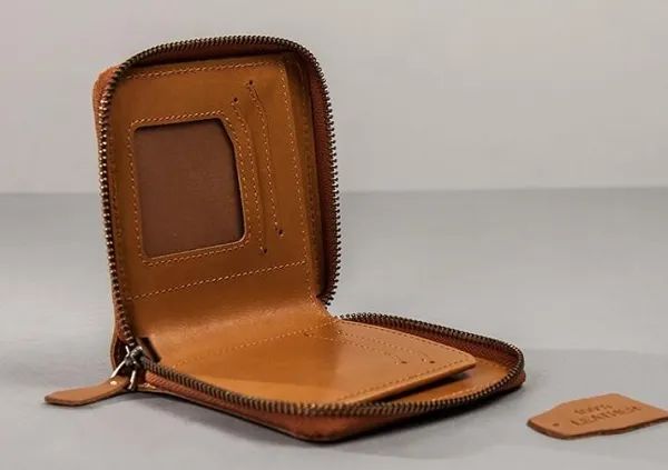 Vintage Leather Mens Small Wallet Zipper Small Wallet for Men