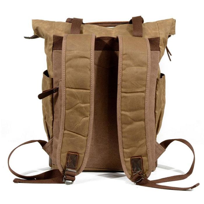 Waxed Canvas Leather Mens Backpack Canvas Travel Backpack Canvas School Backpack for Men
