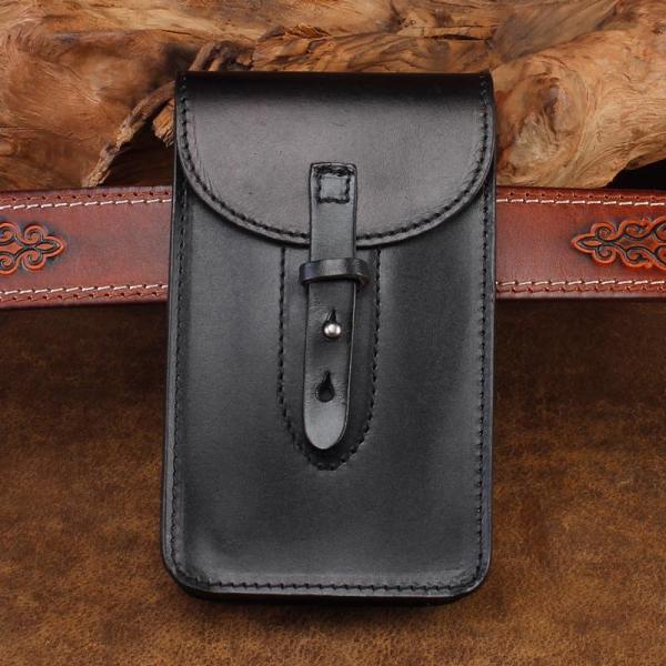 Cool Leather Mens Biker Cell Phone Holster Belt Pouch Side Bag Shoulder Bag for Men