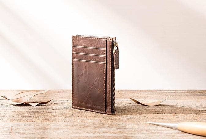 Cool Leather Mens Slim Front Pocket Wallet Small Wallets for Men