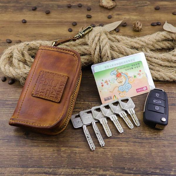 Brown Leather Men's Key Wallet Car Key Case Black Leather Key Holder For Men