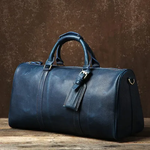 Genuine Leather Mens Large Camel Travel Bag Cool Duffle Bag Shoulder Bag Weekender Bag for Men