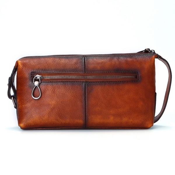 Leather Toiletry Bag for Men Cool Brown Leather Men's Clutch Bag Leather Dopp Kit Bag