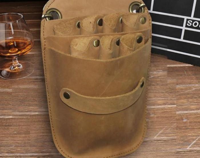 Cool Leather Mens Hairstylist Tool case barber pouch scissors case Belt Pouch