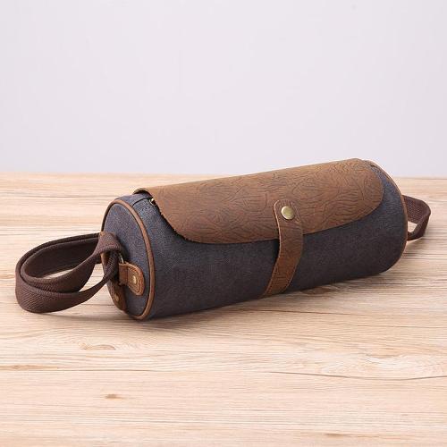 Gray Leather Mens Green Barrel Sling Bag Postman Bag Bucket Messenger Bag Side Bag For Men