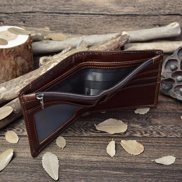 Handmade Leather Mens Cool Slim Leather Wallet Card Wallet Holders Men Small Wallets Bifold for Men