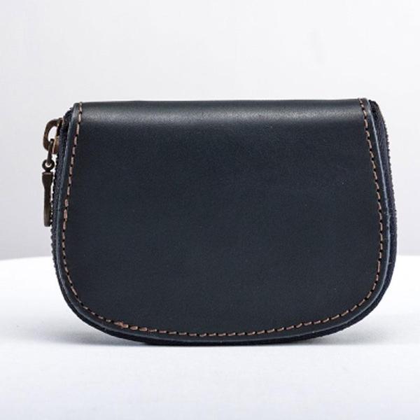 Vintage Leather Mens Small Wallet Zipper Card Coin Wallet for Men