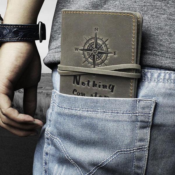 Handmade Leather Mens Cool Short Wallet Passport Card Holder Small Card Slim Wallets for Men