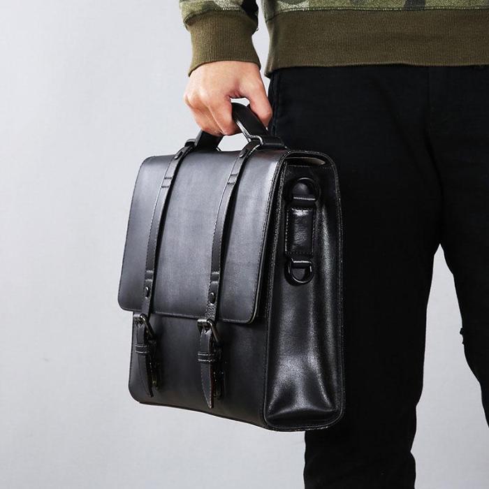 Genuine Leather Mens Cool Messenger Bag Large Briefcase Work Bag Business Bag Laptop Bag for men