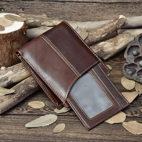 Handmade Leather Mens Cool Slim Leather Wallet Card Wallet Holders Men Small Wallets Bifold for Men