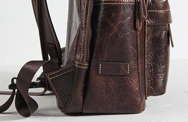Genuine Leather Mens Cool Backpack Sling Bag Large Black Travel Bag Hiking Bag for men