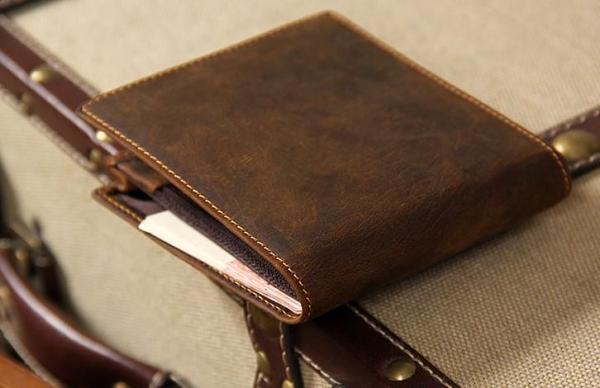 Leather Mens Vintage Leather Wallet Men Small Wallets Bifold for Men