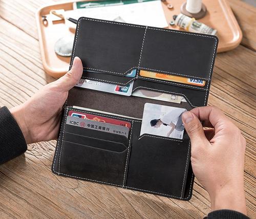 Handmade Leather Mens Clutch Wallet Cool Leather Wallet Long Phone Wallets for Men