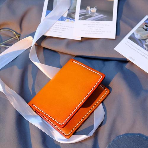 Handmade Leather Mens Cool Slim Front Pocket Card Wallet Leather Wallet Men Small Wallets  for Men