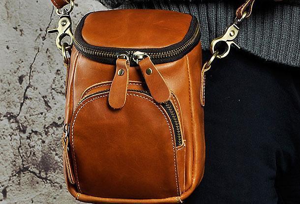 MEN LEATHER Belt Pouch WAIST BAG HIP PACK BELT BAG CELL PHONE HOLSTER