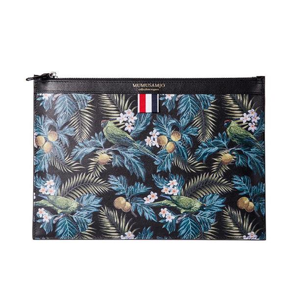 Handmade Leather Mens Clutch Birds Cool Slim Wallet Zipper Clutch Wristlet Wallet for Men