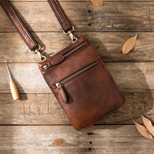 Leather Belt Pouch Belt Cases Mens Waist Bag Shoulder Bag for Men
