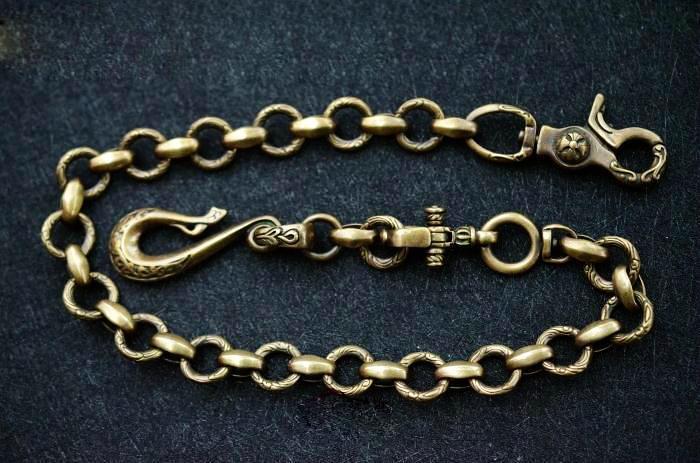 Solid Brass Cool Punk Rock Wallet Chain Biker Trucker Wallet Chain Trucker Wallet Chain for Men