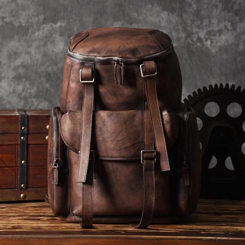 Handmade Leather Mens Cool Backpack Sling Bag Large Travel Bag Hiking Bag for men