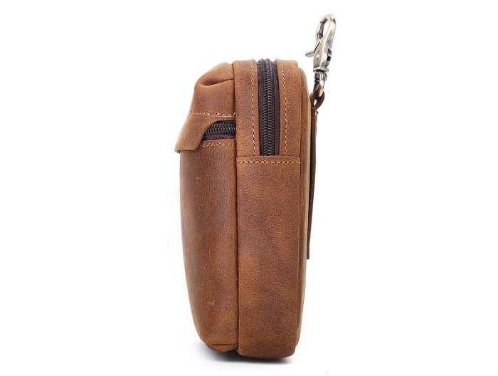Cool Brown Leather Men's Cell Phone Holster Brown Belt Bag Belt Pouch For Men