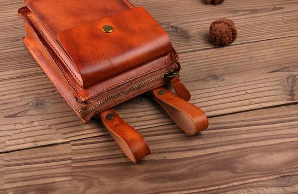 Leather Belt Pouch Mens Small Cases Waist Bag Hip Pack Belt Bag Fanny Pack Bumbag for Men