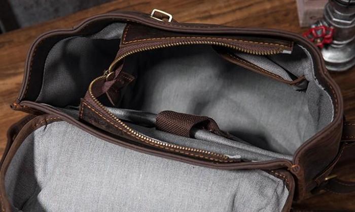 Coffee Cool Mens Leather Hiking Backpack Large Travel Backpack Leather Backpack for Men