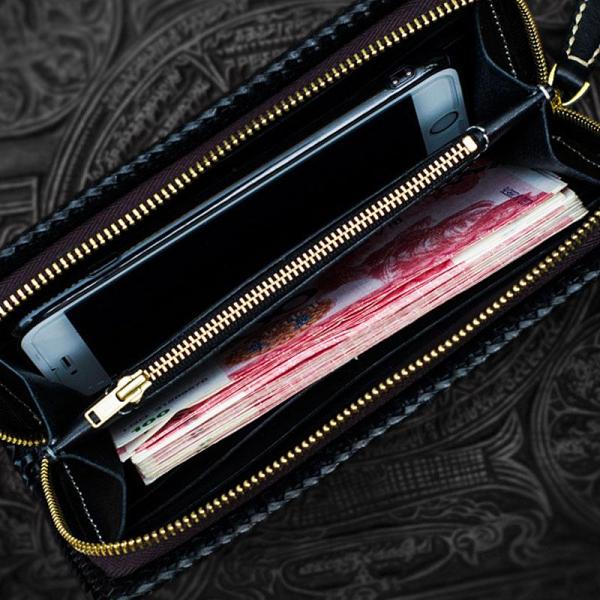 Handmade Leather Tooled Wolf Chain Wallet Mens Biker Wallet Cool Leather Wallet Long Phone Wallets for Men