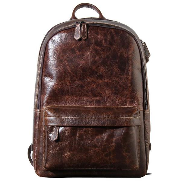 Genuine Leather Mens Cool Backpack Sling Bag Large Black Travel Bag Hiking Bag for men