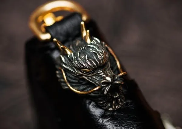 Handmade Leather Black Biker Wallet Mens Cool Short Chain Wallet Trucker Wallet with Chain