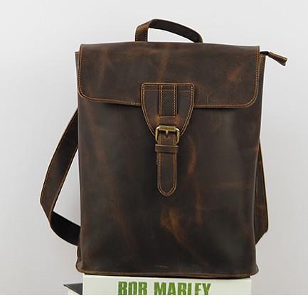 Cool Mens Leather School Backpack Travel Backpack Leather Satchel Backpack for Men