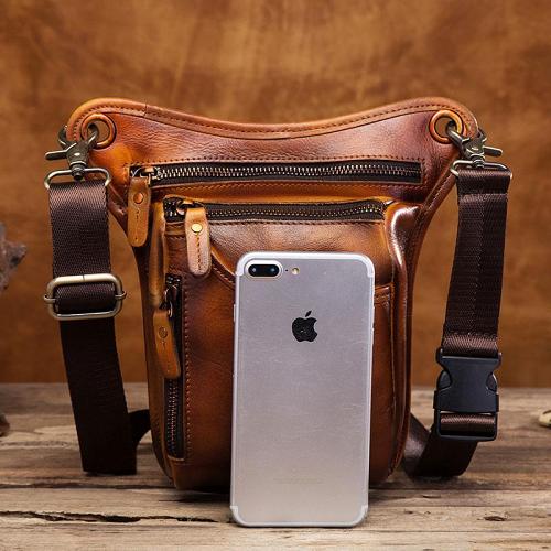 Cool Leather Mens BELT BAG Drop Leg Bag Belt Pouch Waist Bag Shoulder Bags For Men