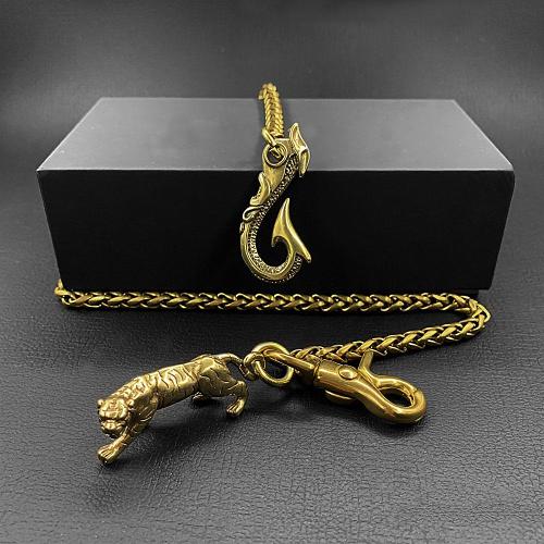 Cool Brass 18 Mens Tiger Hook Key Chain Pants Chain Wallet Chain Motorcycle Wallet Chain for Men