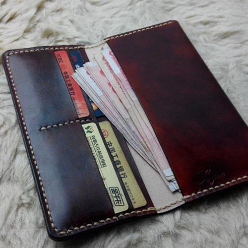 Vintage Leather Bifold Mens Long Wallet Leather Long Wallets for Men